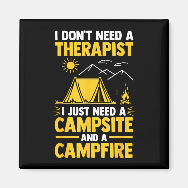 Camping-Lagerfeuer-Camp-Leben-Wald-Camper  Magnet (Vorne)