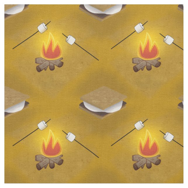 Camping  Lagerfeuer und Smores-Muster Stoff (Nahaufnahme)