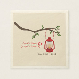 Camping Lantern + Baum Hochzeit Napkins Serviette