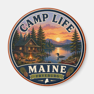 Camping-Leben Fryeburg Maine Rundmagnet Magnet