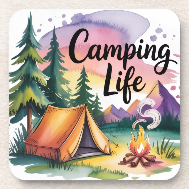 Camping-Leben Getränkeuntersetzer (Vorderseite)