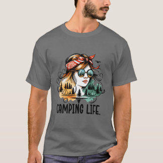 Camping-Leben Mädchen mit Naturreflexion T-Shirt