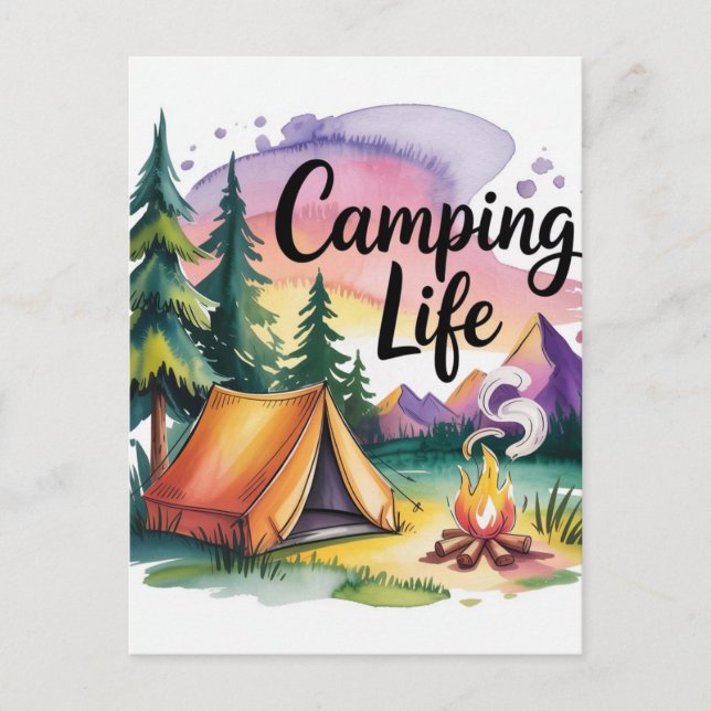 Camping-Leben Postkarte (Vorderseite)