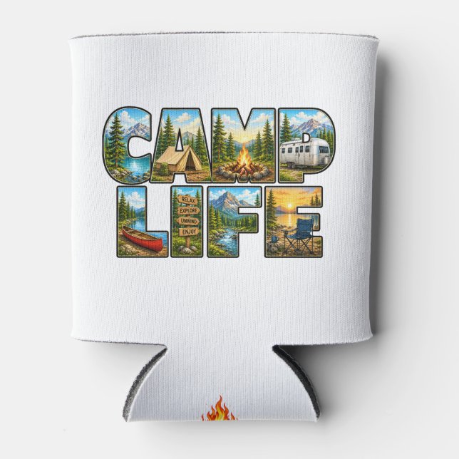 Camping-Leben-Tasse Dosenkühler (Vorderseite)