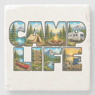 Camping-Leben-Tasse Steinuntersetzer