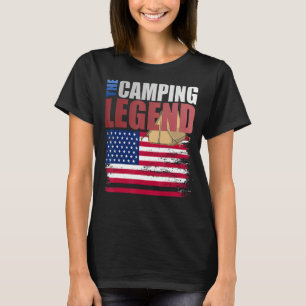Camping Legend American Flag for Husband Vater T-Shirt