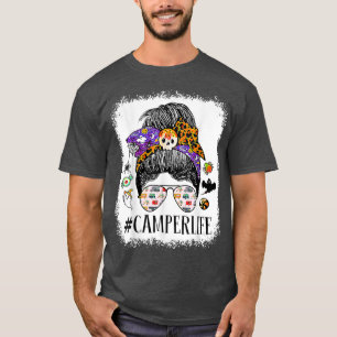 Camping Life Camper Life Mama Messy Hair Bun Hallo T-Shirt