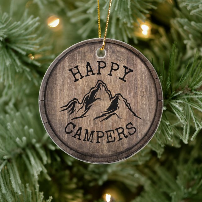 Camping Life Happy Campers Mountain Adventure Keramik Ornament (Baum)