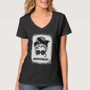 Camping Life Messy Bun Hair Mother's Day 2022 Camp T-Shirt