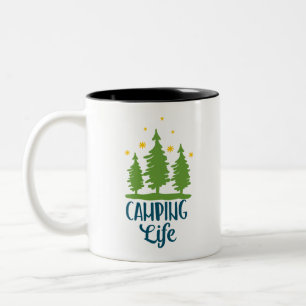 Camping Life Typografie Zweifarbige Tasse