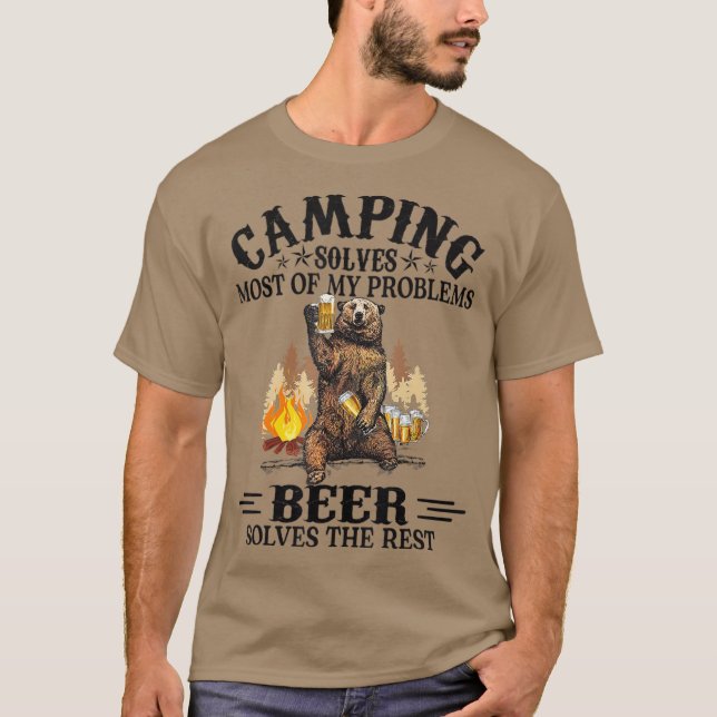 Camping löst die meisten meiner Probleme Bär und T-Shirt (Vorderseite)