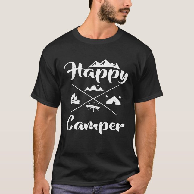 Camping Lover Funny Happy Camper Apparel T-Shirt (Vorderseite)