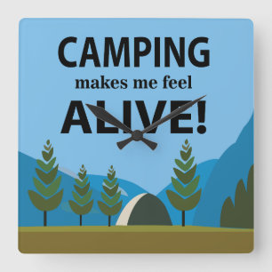 Camping Macht Mich Lebendig Camping Quadratische Wanduhr