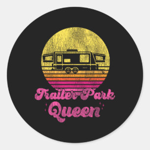 Camping Mädchen Retro Vintage Trailer Park Königin Runder Aufkleber