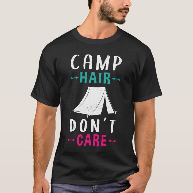 Camping Mama Camper Camp Haar Geschenk T-Shirt (Vorderseite)