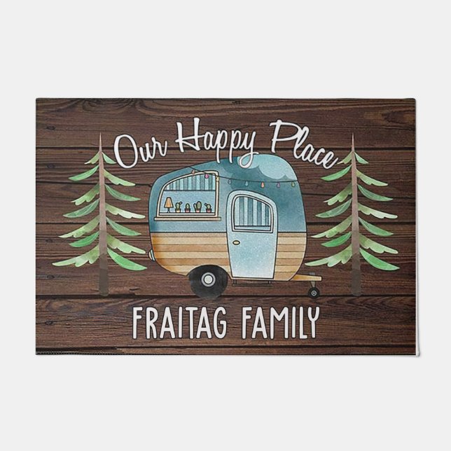 Camping Mat, Happy Camper Family Rug Fußmatte (Vorderseite)