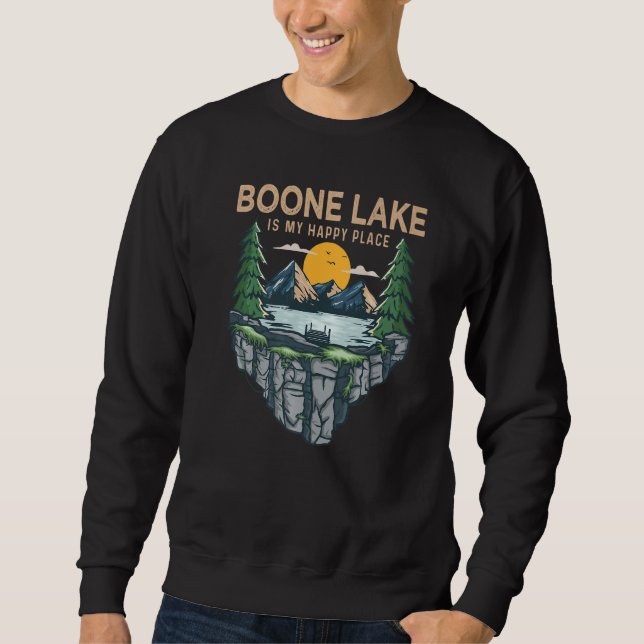 Camping mein glücklicher Ort Boone See Sweatshirt (Vorderseite)