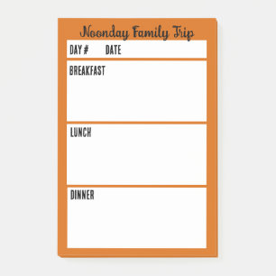 Camping-Menü-Essensplanungstool Post-it Klebezettel