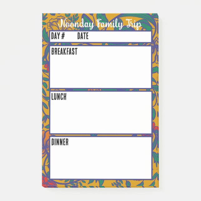 Camping-Menü-Essensplanungstool Post-it Klebezettel (Vorderseite)