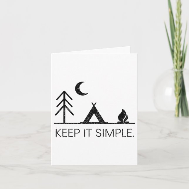 Camping - Minimalistisch Behalten Einfaches Gesche Karte (Vorderseite)