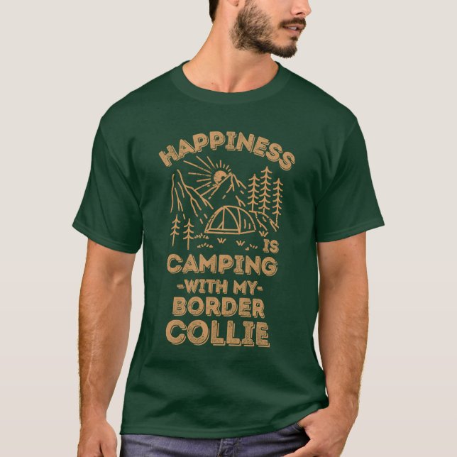 Camping mit Bordercollie-Geschenk T-Shirt (Vorderseite)