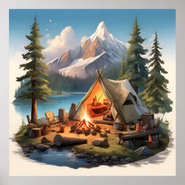 Camping mit geliebten Menschen Poster