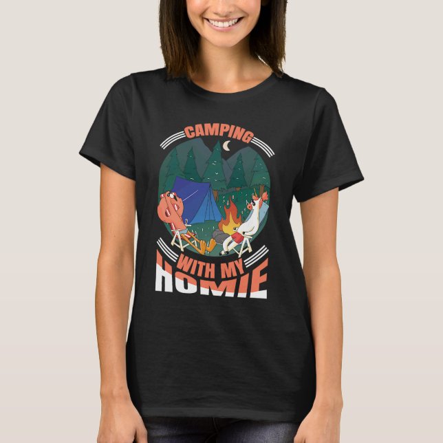 Camping mit meinem Homie Unicorn Flamingo Nature C T-Shirt (Vorderseite)