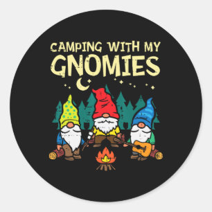 Camping mit meinen Gnomies lustiger Camper Gnome M Runder Aufkleber