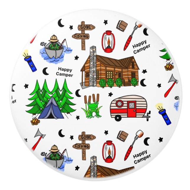 Camping Mittelwestliche Fischerei Keramikknauf (Vorderseite)