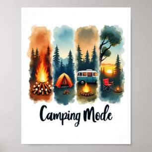 Camping-Modus Lagerfeuer Zelt Van Sonnenuntergang Poster