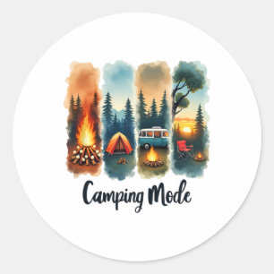 Camping-Modus Lagerfeuer Zelt Van Sonnenuntergang Runder Aufkleber