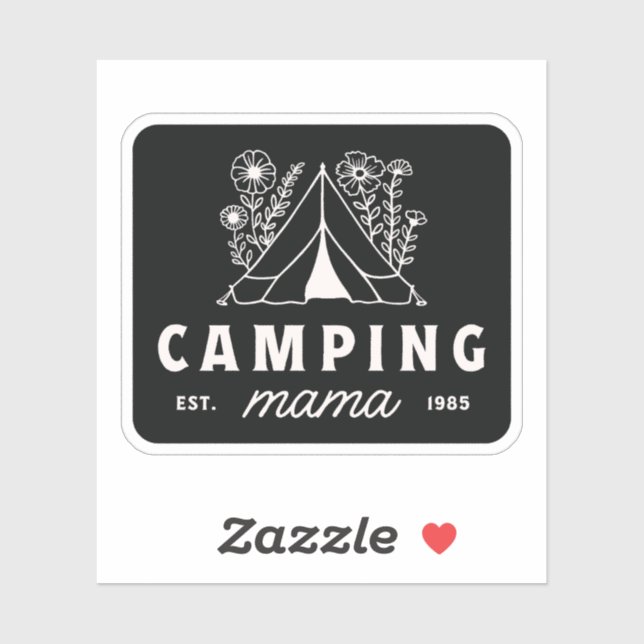 Camping mom camper mama mother whimsical black aufkleber (Blatt)