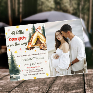Camping Mountain Rustic Baby Dusche Party Foto Einladung