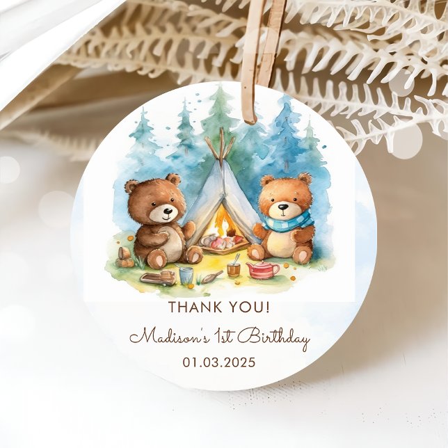 Camping Mountain Rustische Geburtstagsparty Geschenkanhänger (Von Creator hochgeladen)