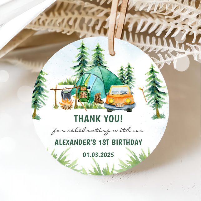 Camping Mountain Rustische Geburtstagsparty Geschenkanhänger (Von Creator hochgeladen)