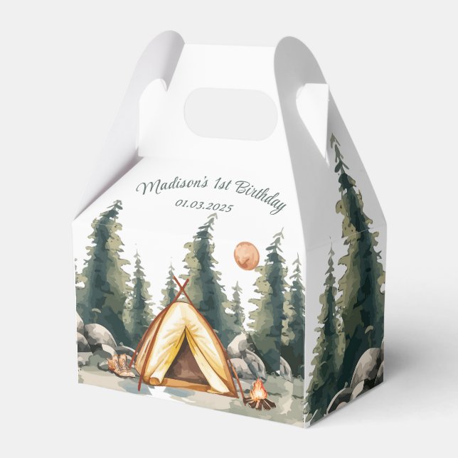 Camping Mountain Rustische Geburtstagsparty Geschenkschachtel (Vorderseite)