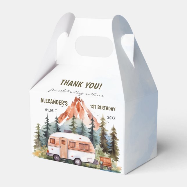 Camping Mountain Rustische Geburtstagsparty Geschenkschachtel (Vorderseite)