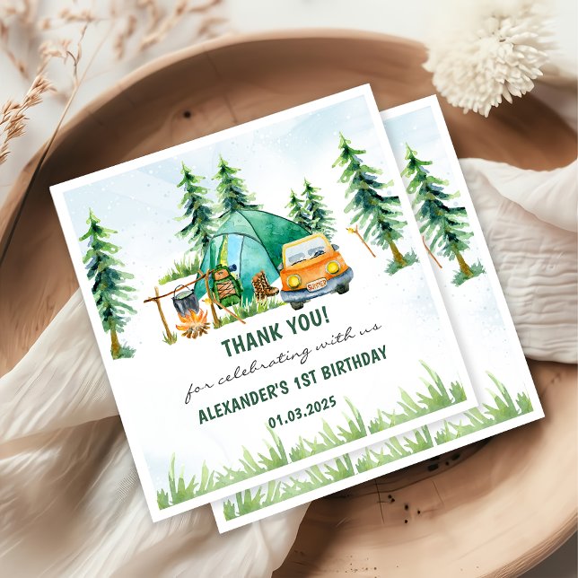Camping Mountain Rustische Geburtstagsparty Serviette (Von Creator hochgeladen)