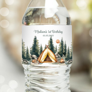 Camping Mountain Rustische Geburtstagsparty Wasserflaschenetikett