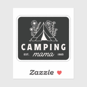Camping-Mutter Camper Mama Mutter skurril schwarz Aufkleber
