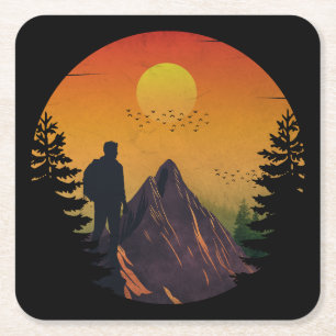 Camping Natur Sonnenuntergang Rechteckiger Pappuntersetzer