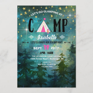 Camping Night Time Forest Wilderness Geburtstag Einladung