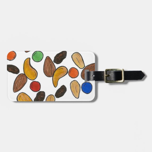 Camping Nuts Candy Trail Mix Snack Food Camp Gepäckanhänger (Vorderseite horizontal)