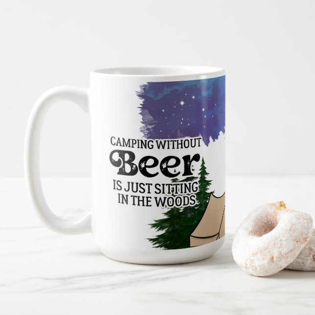 Camping ohne Bier Kaffeetasse (Mit Donut)