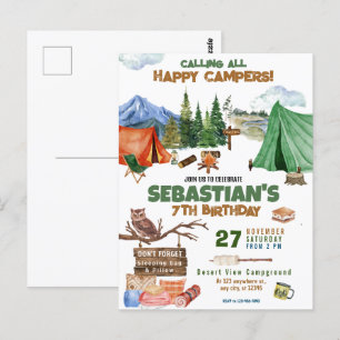 Camping Outdoor Adventure Boy Geburtstagsparty Postkarte