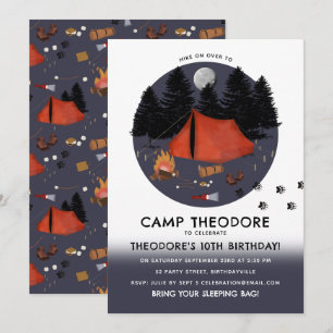 Camping Outdoor Adventure Campfire Geburtstagspart Einladung