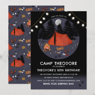 Camping Outdoor Adventure Campfire Geburtstagspart Einladung