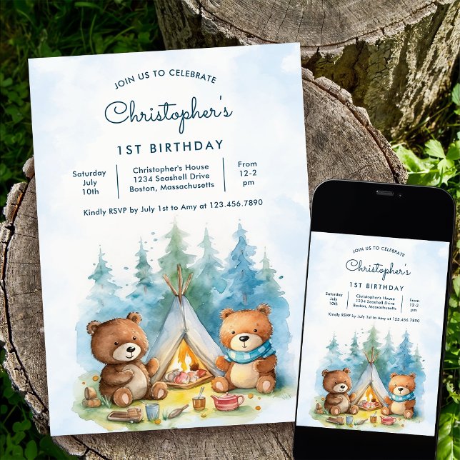 Camping Outdoor Adventure Geburtstagsparty Einladung (Von Creator hochgeladen)