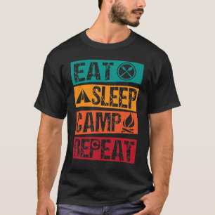 Camping Outdoor Essen Schlaf Camping Wanderer Vint T-Shirt