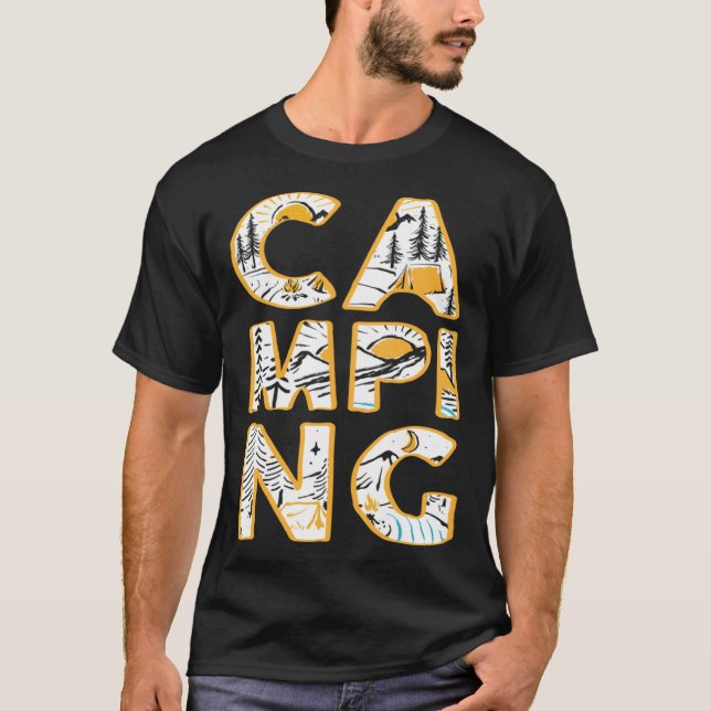 Camping outdoor hiking camper cute graphic T-Shirt (Vorderseite)